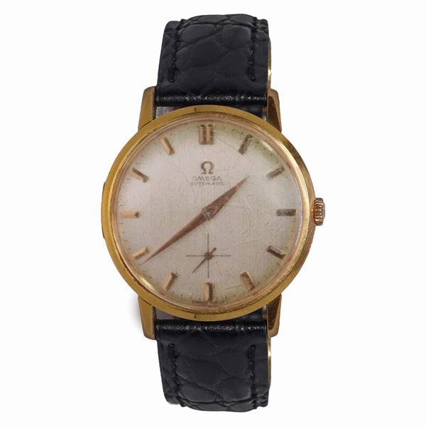 Omega - Watch with gold case and leather strap