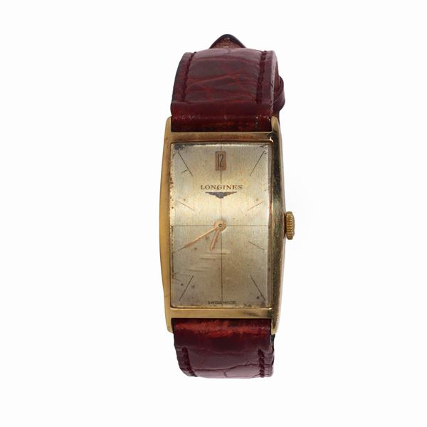 Longines - Watch with gold dial and leather strap