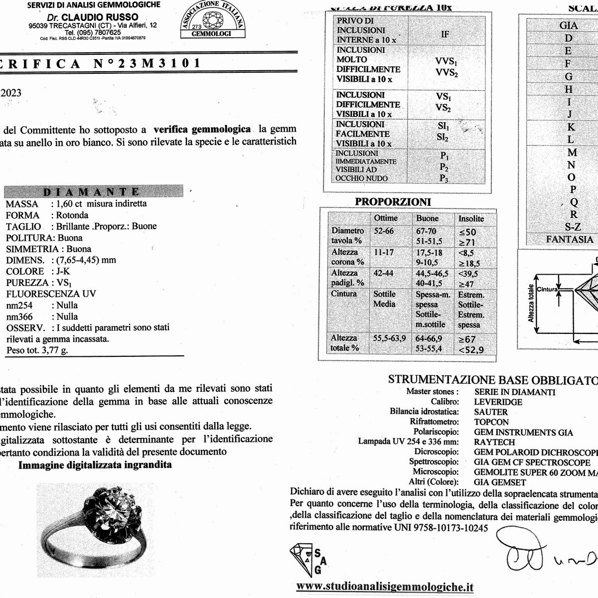 Anello con Diamante 1,60 Ct