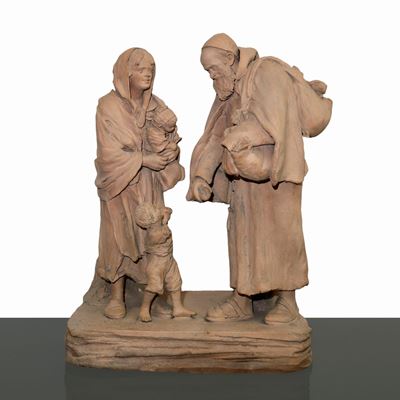 Terracotta Manifattura Caltagirone Firmata Cav. G. Vaccaro, Frate Raccoglie le Offerte