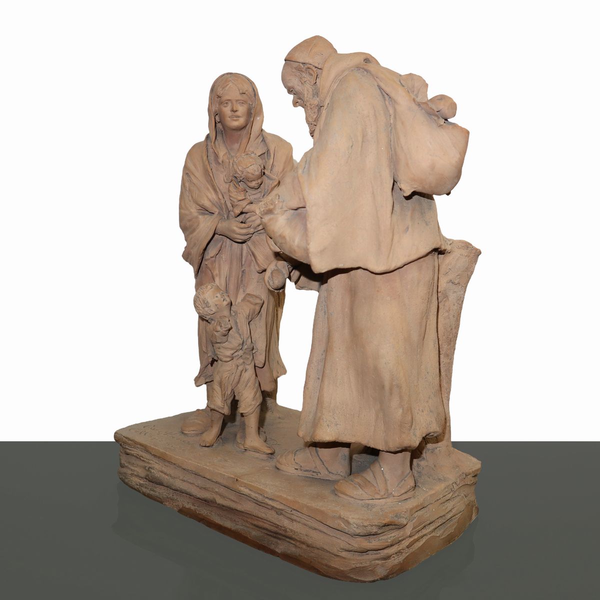 Terracotta Manifattura Caltagirone Firmata Cav. G. Vaccaro, Frate Raccoglie le Offerte