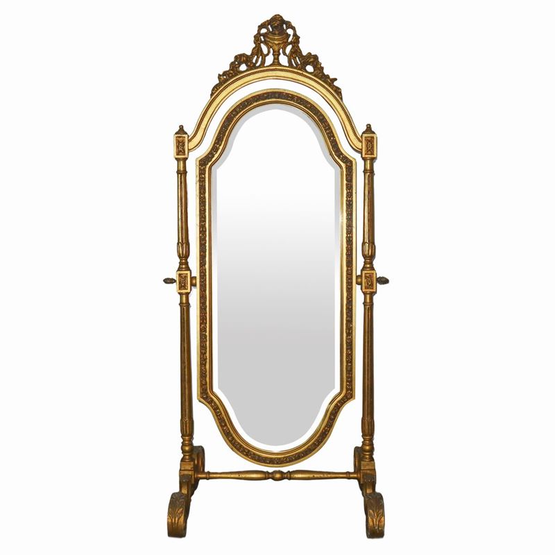 Specchiera Basculante Sagomata in Legno Dorato