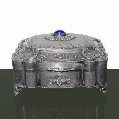 Portagioie in Argento, Coperchio con Pietra Dura
