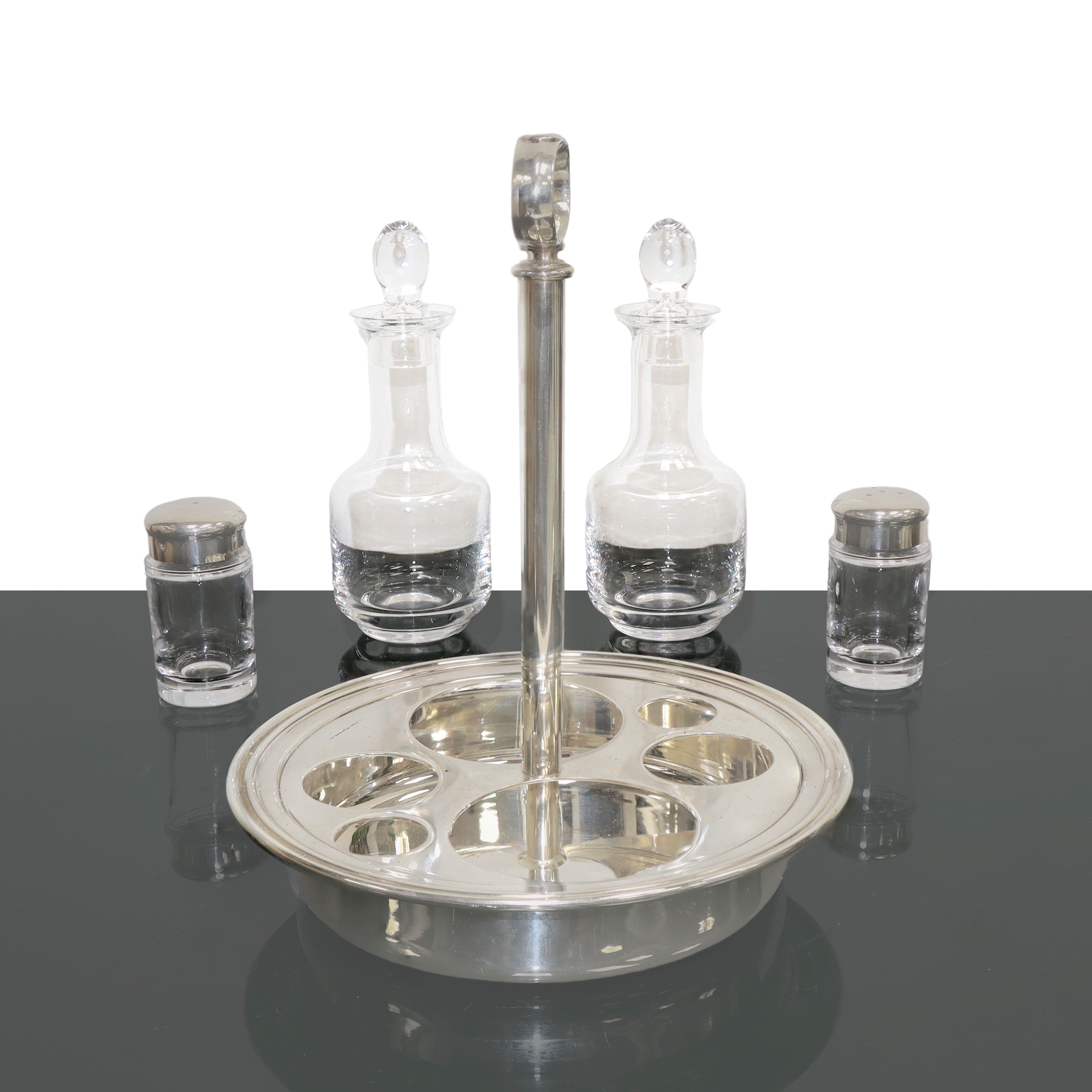 Oliera in vetro e silver