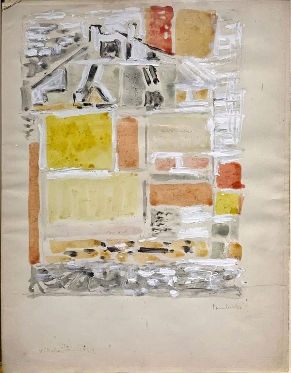 mixed media painting on paper depicting Orpheus home Drums (Jesi, 1906- Paris, 1994). 31,5x23,5 cm. Signed on the lower right and dated 1952 lower left. Published in the auction catalog Finarte N ° 1139 page. 38.
