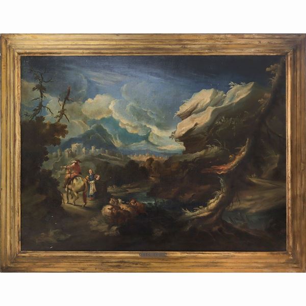 Paesaggio con personaggi e armenti
