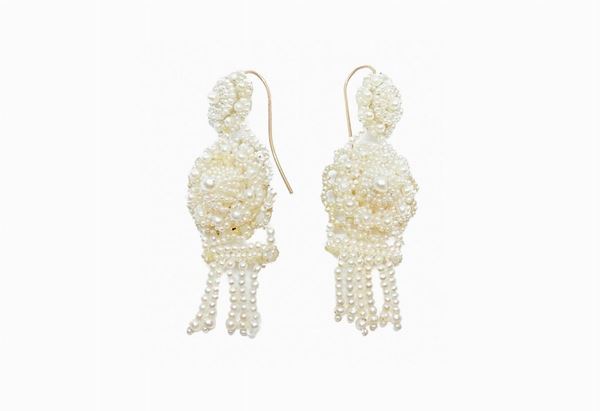 Earrings with Victorian-style beads.