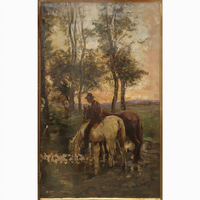 Domenico Battaglia - Ragazzo a Cavallo che Beve