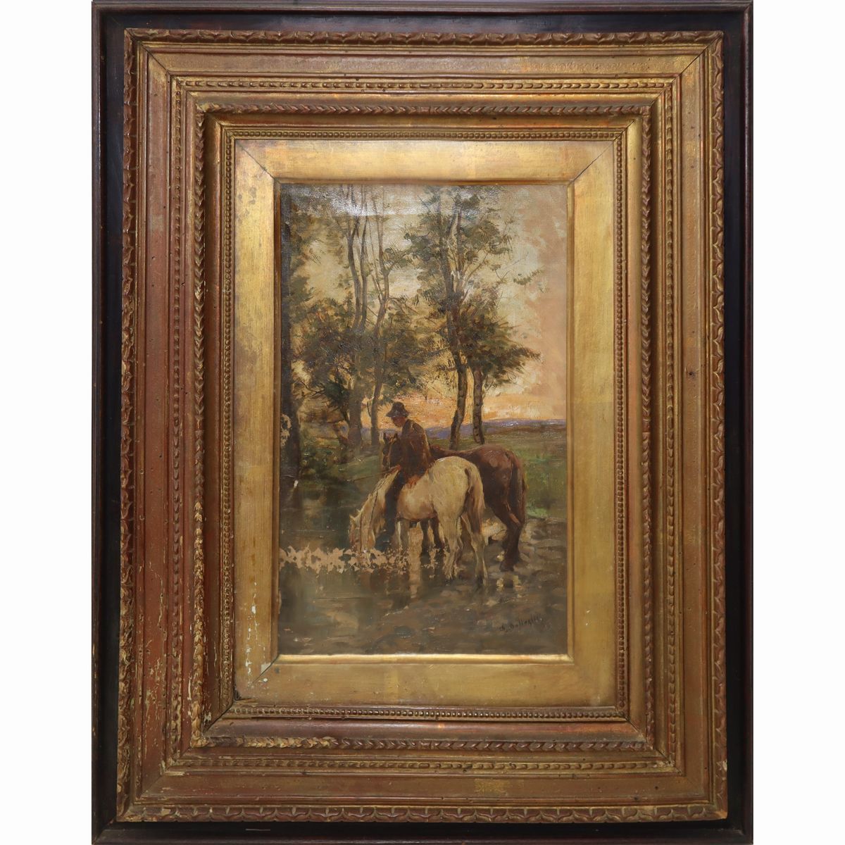 Domenico Battaglia - Ragazzo a Cavallo che Beve