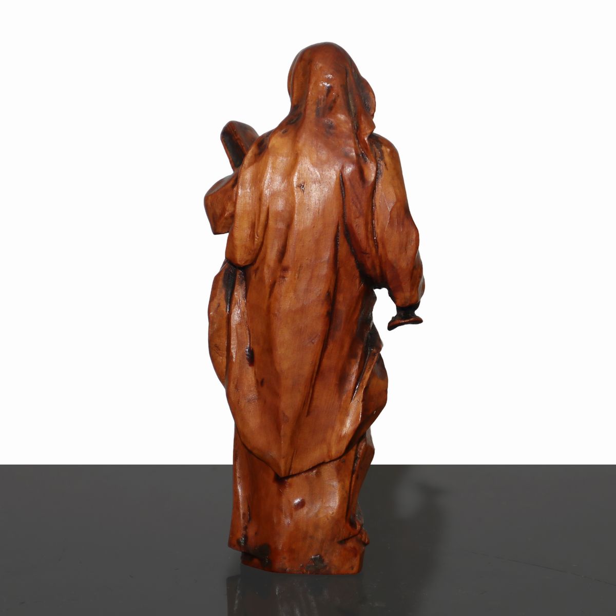 Coppia di Sculture in Legno di Bosso Raffiguranti Santi