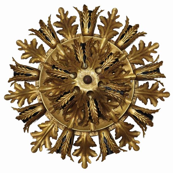 Golden metal ceiling lamp with 15 lights