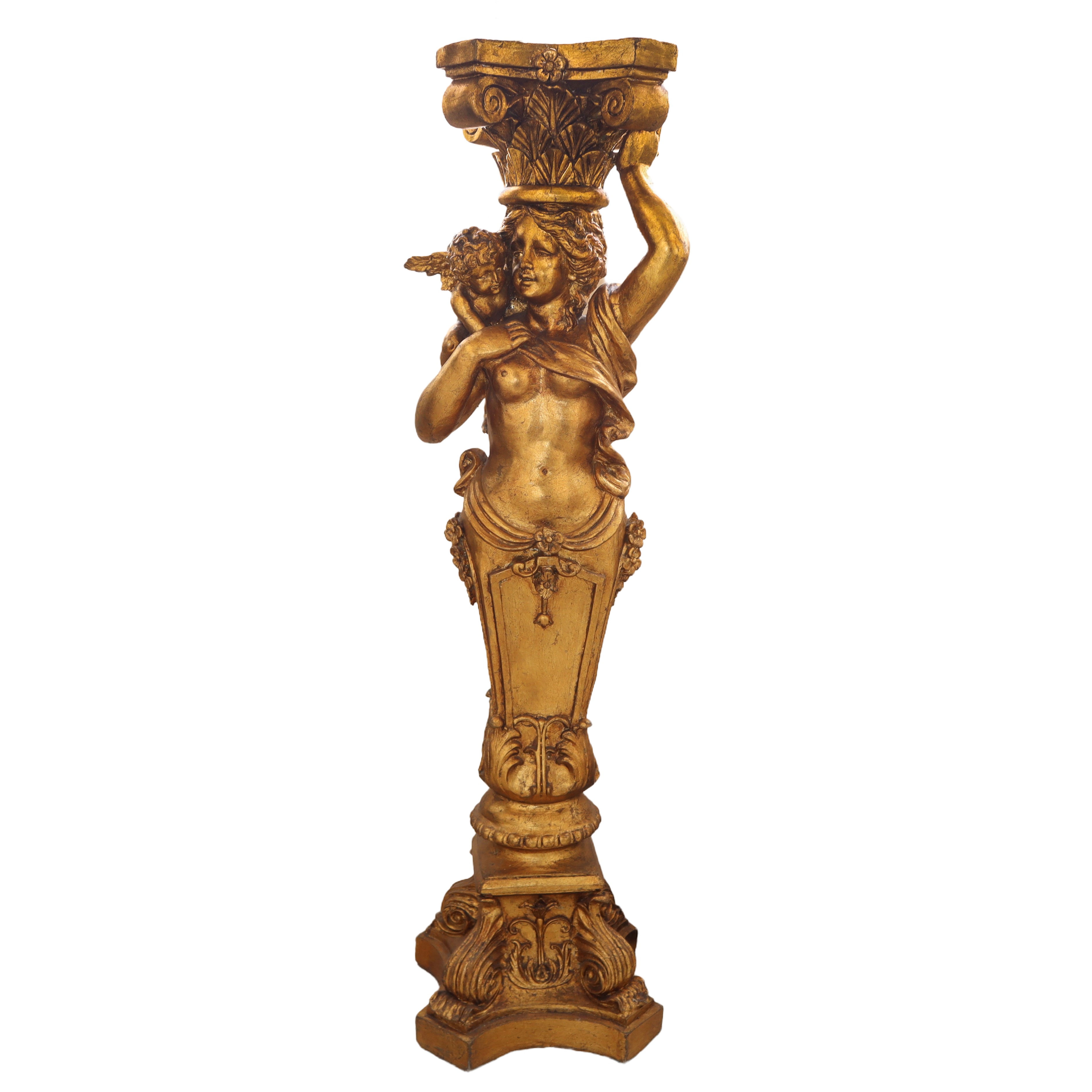 Coppia di gueridon in legno dorato