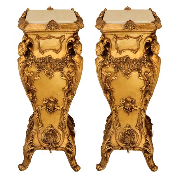 Pair of gilded wooden gueridons