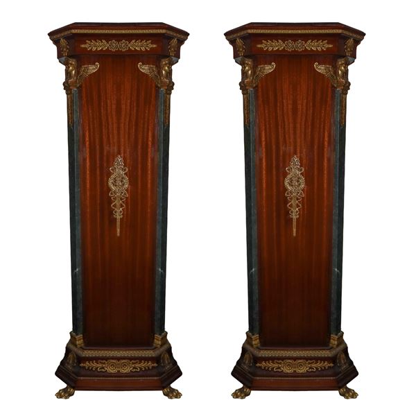 Pair of Empire style mahogany wood gueridons