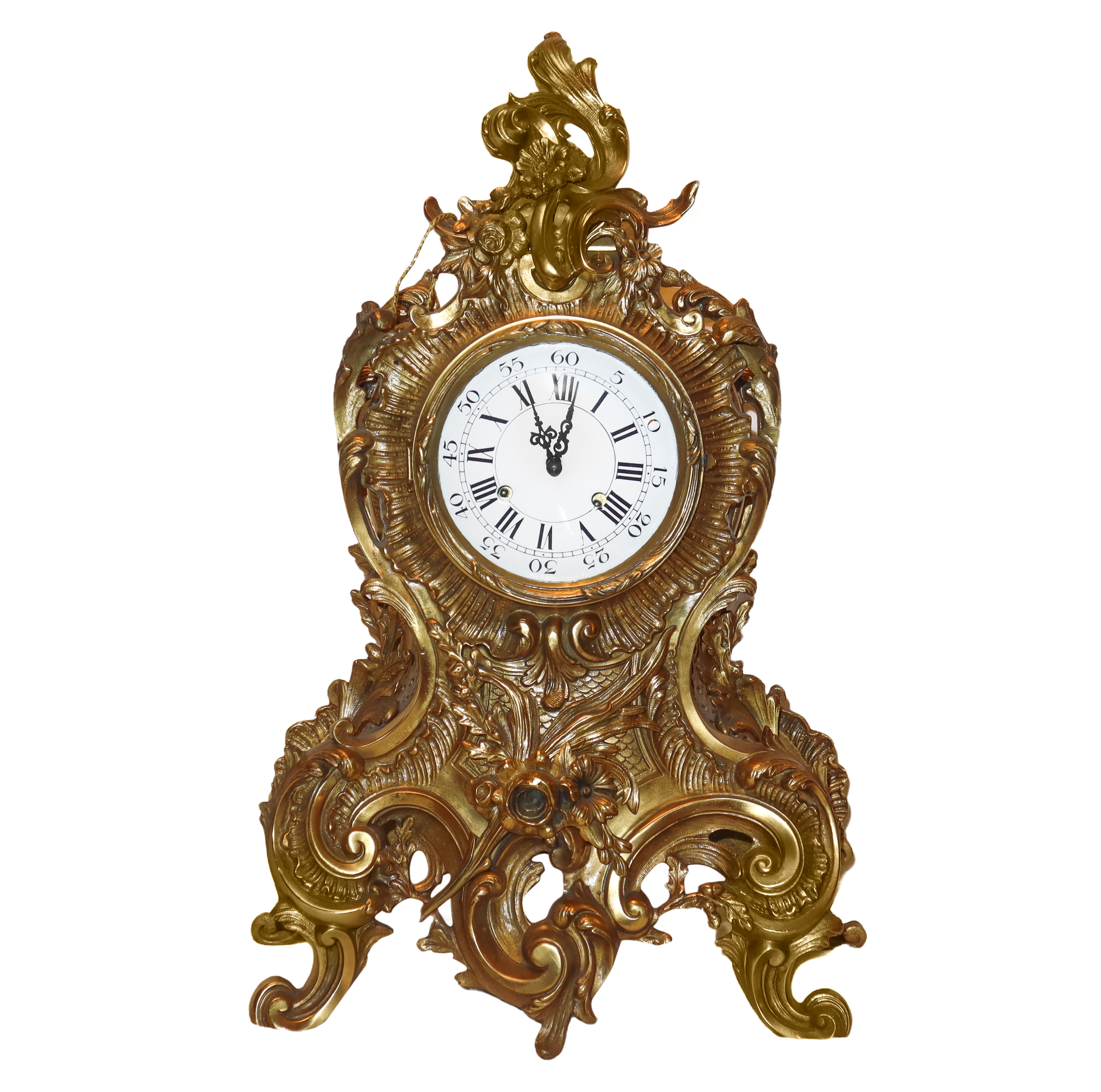 Trittico Barocco Composto da Orologio da Tavolo e Due Candelabri a 8 Luci