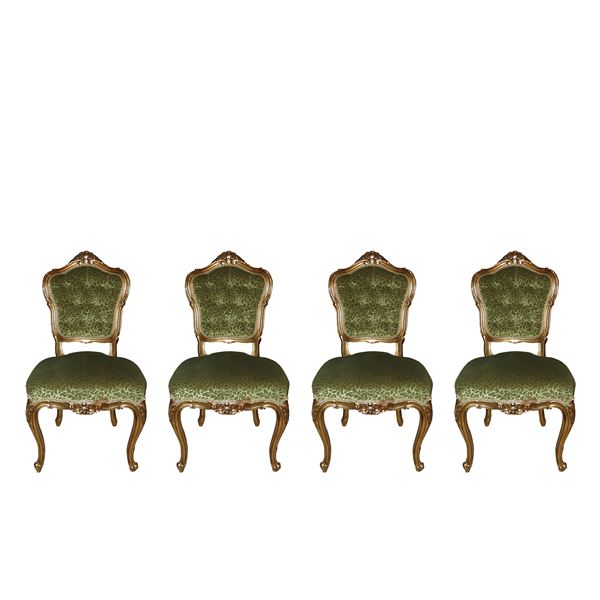 N°4 chairs in gilded wood