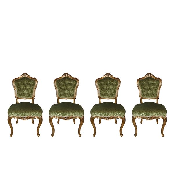 N°4 golden wooden chairs