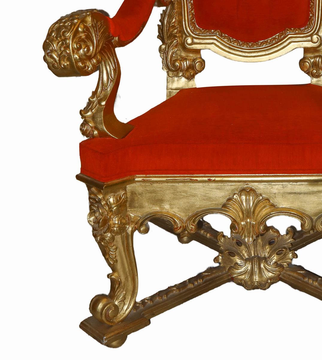 Grande trono stile barocco in legno dorato