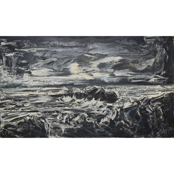 Rough sea with cliff