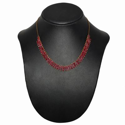 Collana in Oro 18 Kt con Doppia Fila di Granati