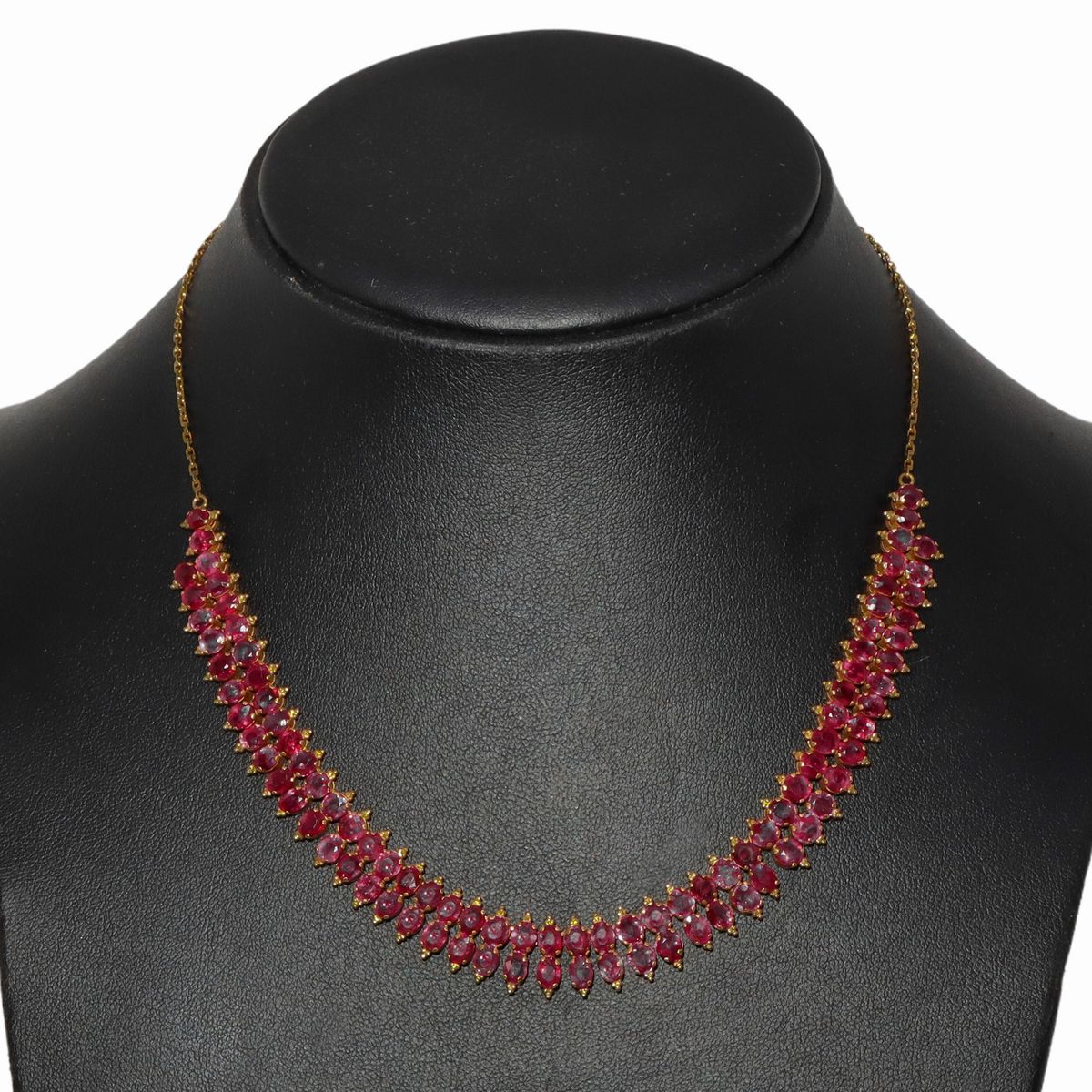Collana in Oro 18 Kt con Doppia Fila di Granati
