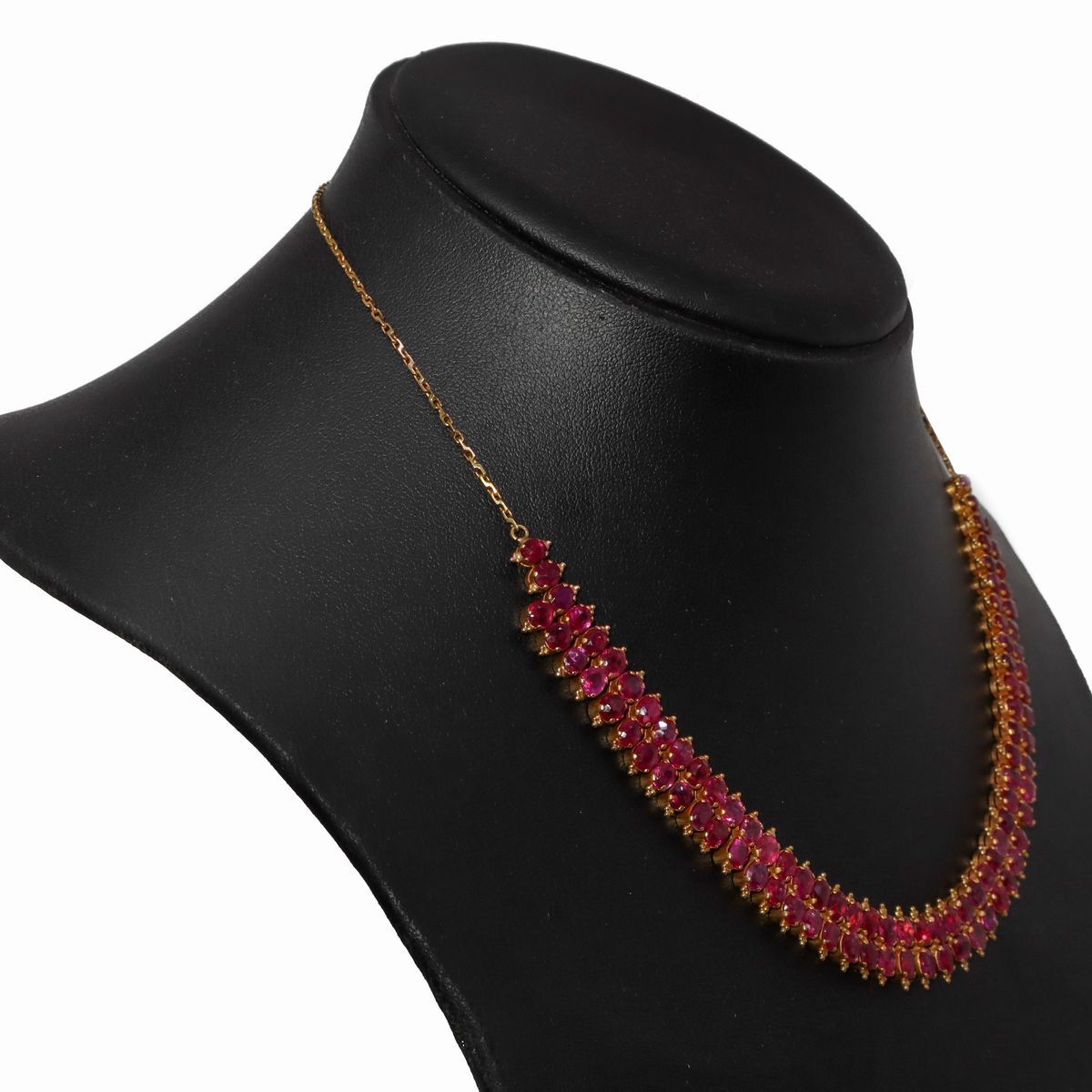 Collana in Oro 18 Kt con Doppia Fila di Granati