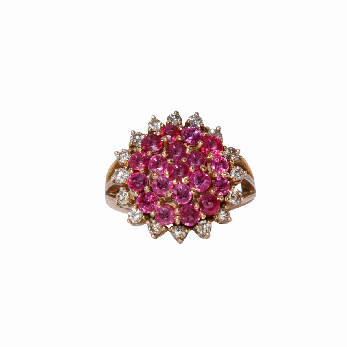 Anello in Oro 18 Kt, Granati e Brillanti