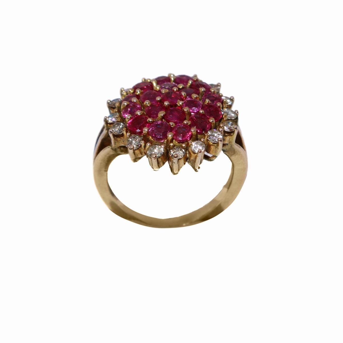 Anello in Oro 18 Kt, Granati e Brillanti