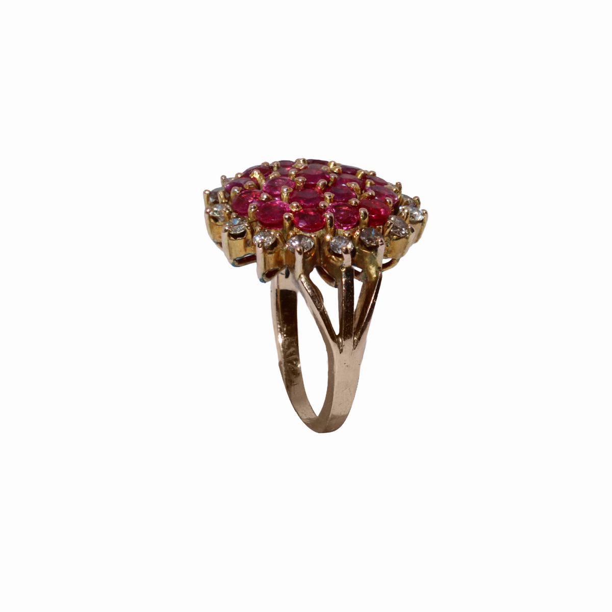 Anello in Oro 18 Kt, Granati e Brillanti