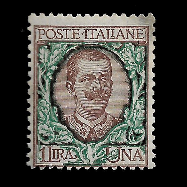 1922, buste lettere postali: 1 lira bruno e cerde con soprastampa "B.L.P." litografica del II tipo al verso (Sass. N. 12i) nuovo