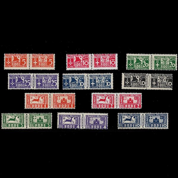1934. Pacchi postali, nuovi, gomma originale ed integra. Sassone 1/11