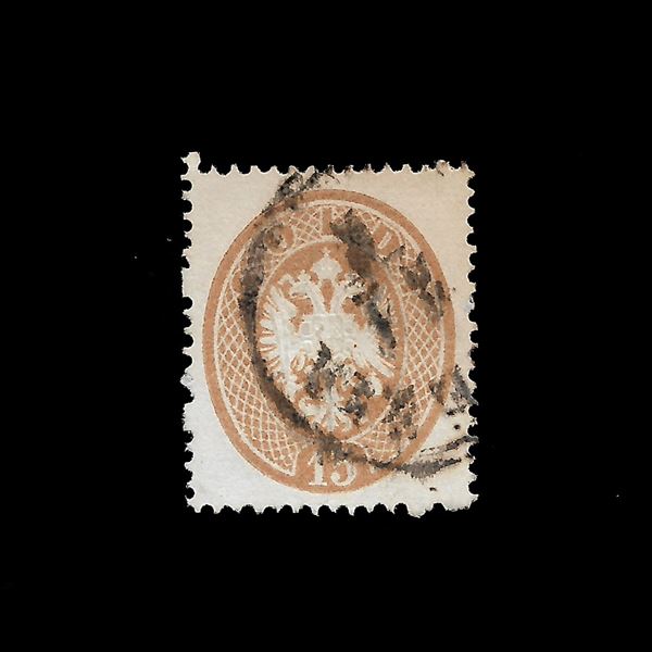 1863, 15 soldi bruno con dentellatura 14 (Sassone n. 40) usato. Cert. Ray