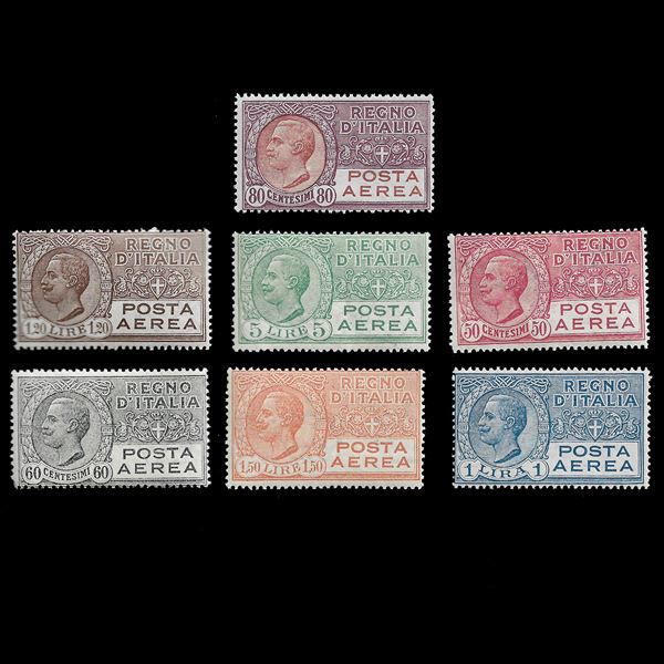 1926/28. First issue Air Mail (Bolaffi PA 3/9) complete series, original rubber intact. Bolaffi Cert