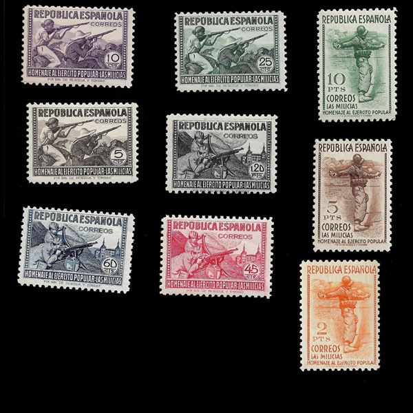 1938. Serie completa "A profitto Milizie Popolari". (Unificato 644/52) MNH