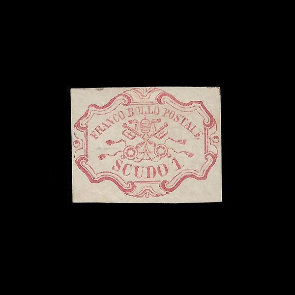 1852. 1 scudo rosa carminio (Sassone n. 11) nuovo senza gomma. Cert. Ray