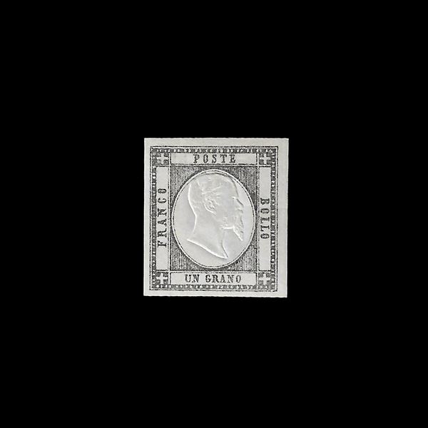 1861. Emissione per le Province Napoletane. 1 gr.grigio nero (Sass.n. 19a) MH con buoni margini. Firmato E.Diena