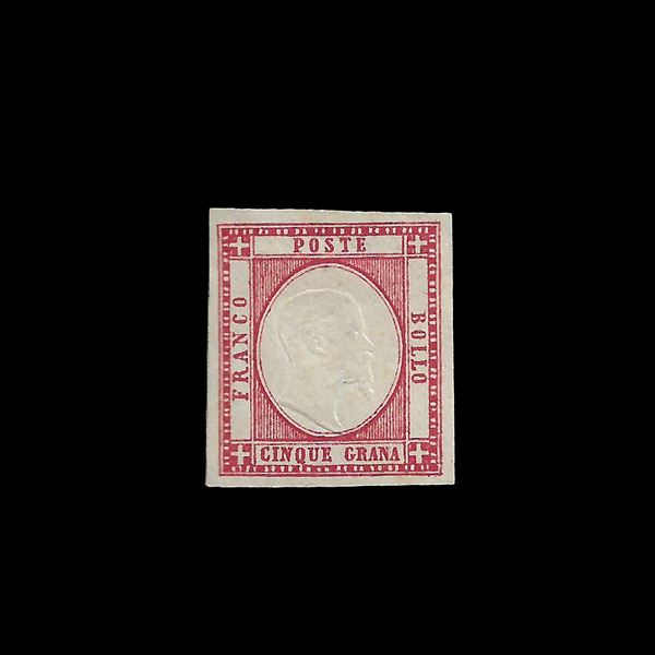 1861. Emissione per le Province Napoletane. 5 gr.rosso carminio (Sass.n. 21) MH con buoni margini.
