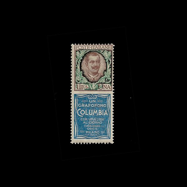 1924. pubblicitari: 1 l. bruno, verde e oltremare "Columbia"  (Sass. N. 19) nuovo. Cert. Ray.