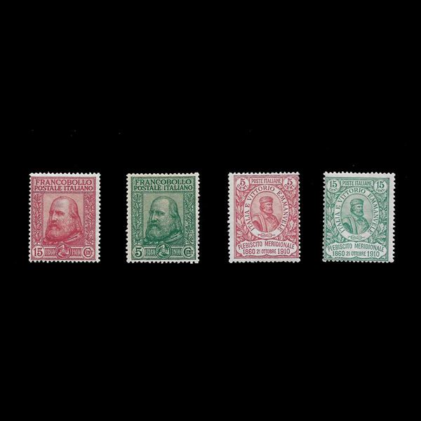 1910. "Garibaldi" series (Sass. 87/90), new with intact rubber. Cert. Ray