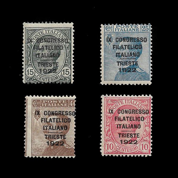 1922. "Philatelic Congress", complete series of four new stamps (Sass. 123/126).MH cert. Bruno Savarese Oliva.