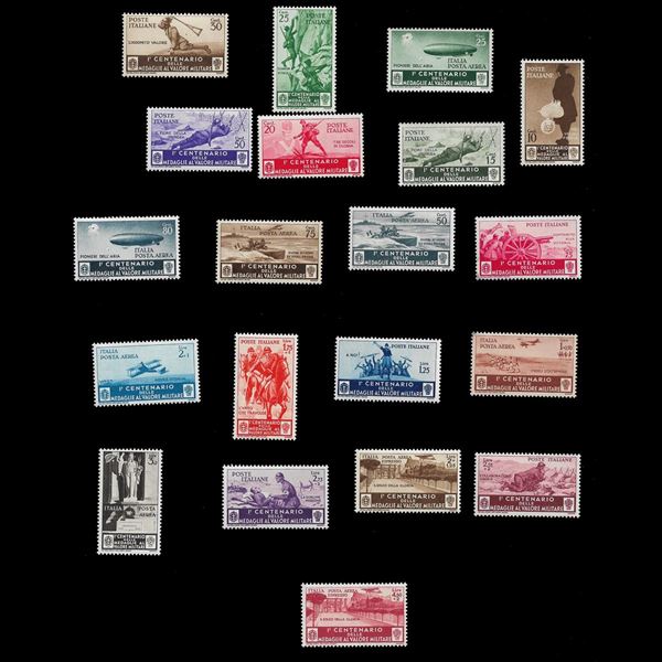 1934. Centenario Medaglie al valore in serie MNH completa di P/O, P/A ed Espressi.(Sass. S.77) 20 val.