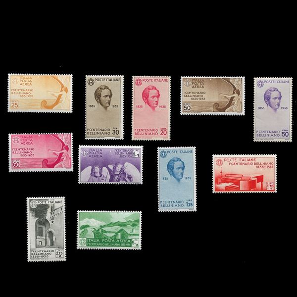 1935. Centenario Belliniano. Serie completa MNH di P/O+P/A (Sass. S.83) 11 v.