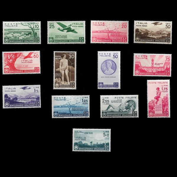 1936. Bimellenario Oraziano, serie completa di P/O e P/A (Sass. S.86) 13 v. MNH