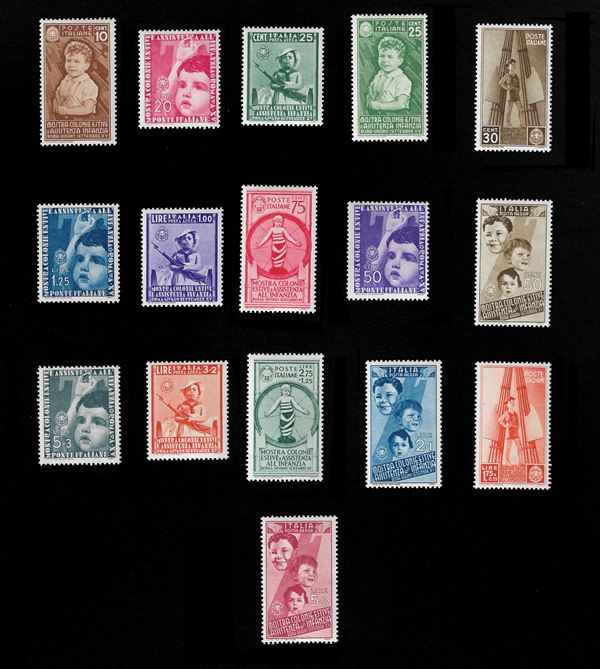 1937. Summer Colonies Exhibition, 16 v. between P/O and P/A (Sass. S.88) MNH