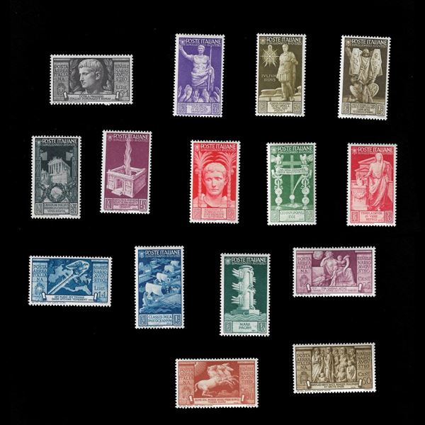 1937. Bimillenaio Augusto. Serie completa di 15 val tra P/O e P/A (Sass. S.90)MNH