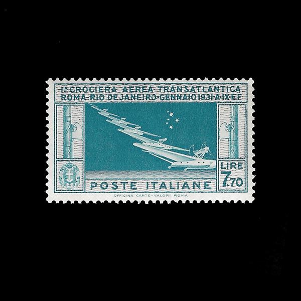 1930. Transatlantic cruise L. 7.70 (Sass. 25 P/A) Signed in full Luigi Raybaudi