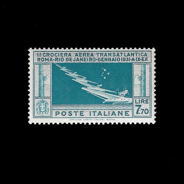 1930. Crociera transatlantica L. 7,70 (Sass. 25 P/A) Firmato per esteso Luigi Raybaudi
