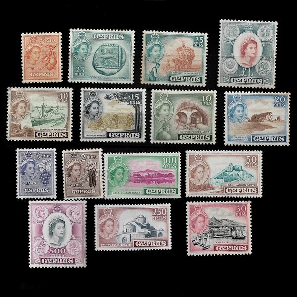 1955/60 Definitive series, 15 v. MNH, nos. 156/170