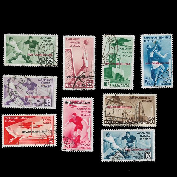1934. 2° Campionato mondiale di calcio. Serie di P/O e P/A usata. (Sassone  S73). Da verificare.