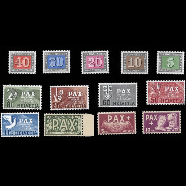 1945. Serie completa  Hominibus Bonae Voluntatis. (Unificato 405/17). MNH